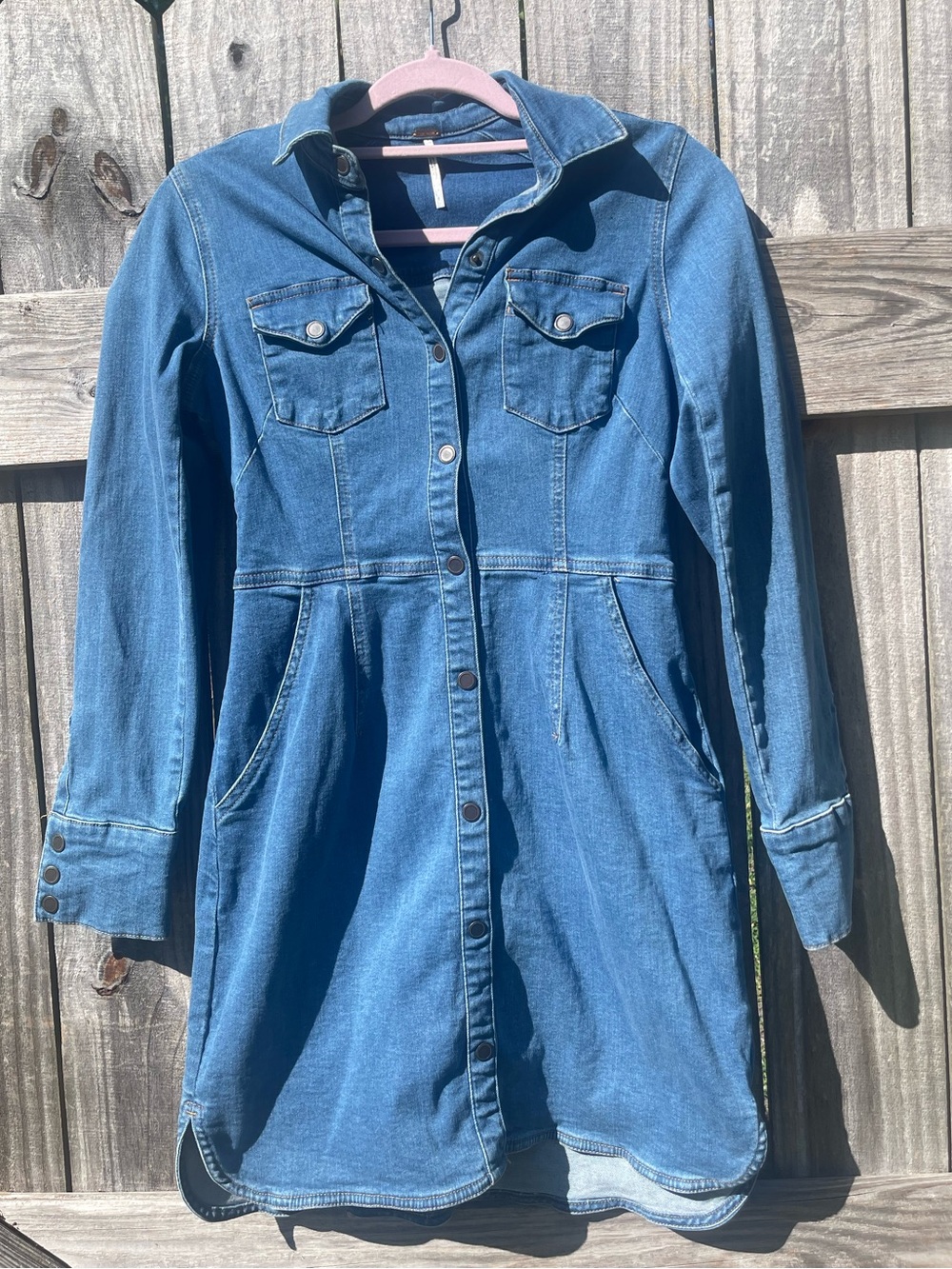 Free People Denim Blue Mini Shirt Dress